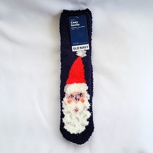 NWT Old Navy Cozy Crew Socks - Santa Claus Christmas design